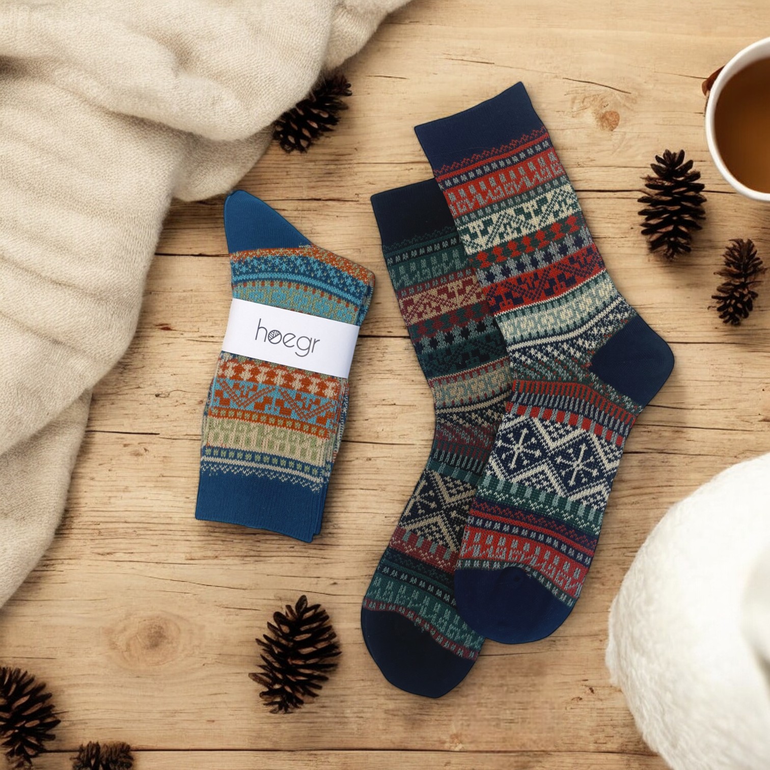 socks on a wooden floor